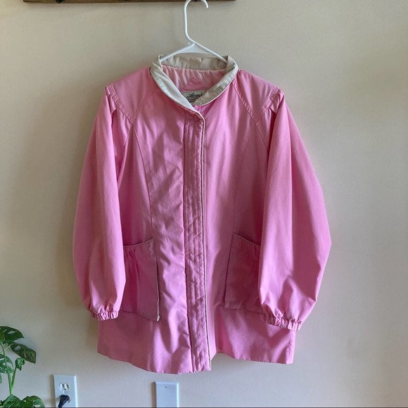 Vintage Learsi Pink Windbreaker Jacket with Ivory Collar - Picture 1 of 7